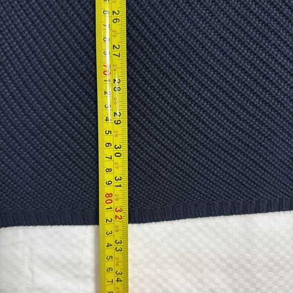 TORY BURCH Women Chunky Knit Sweater Dress Size S Navy MockNeck Gold Logo Button - Picture 5 of 8